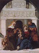 Lodovico Mazzolino The Holy Family with Saints John the Baptist,Elizabeth and Francis oil painting picture wholesale